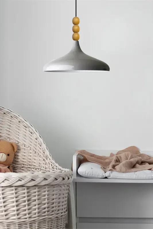 Kulrang Champion yog'och boncukli bitta avize osma salon oshxona butik chiroq-kulrang - 2