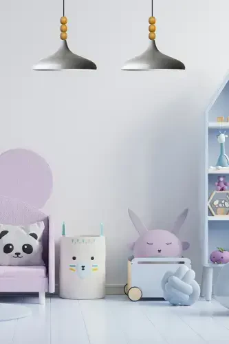 Kulrang Champion yog'och boncukli bitta avize osma salon oshxona butik chiroq-kulrang - 5