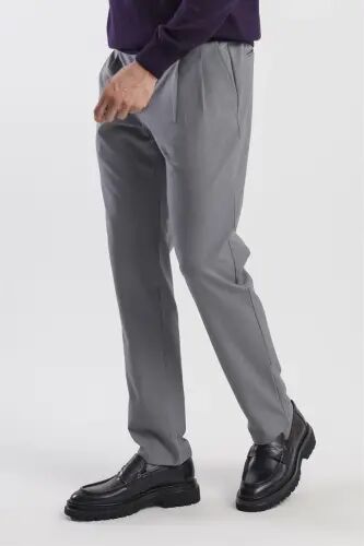 Kulrang Comfort Fit Ikki Cho'ntak Qopqoqli Plili Yon Cho'ntak Shim - 3