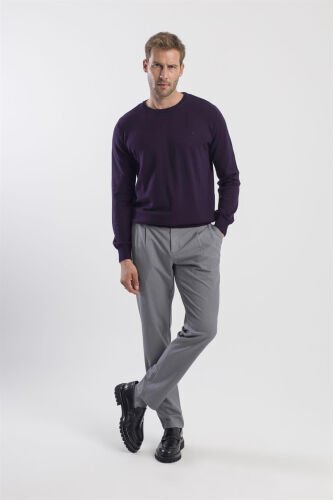 Kulrang Comfort Fit Ikki Taqali Qopqoqli Qo'ltiqdan Büklangan Yon Karmanli Shim - 2