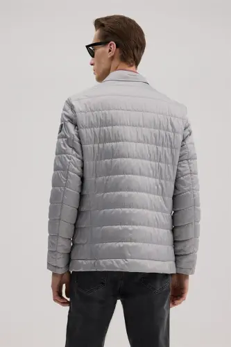 Kulrang Comfort Fit Mono Yoqali Fermuarlı Palto - 4