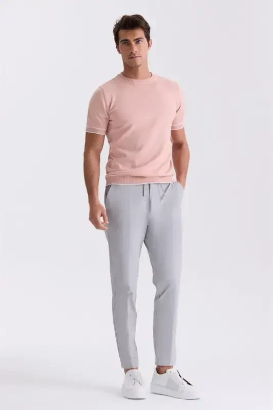 Kulrang Comfort Fit O'zgar o'lchamdagi bel bog'ichli jogger shimlar - 2