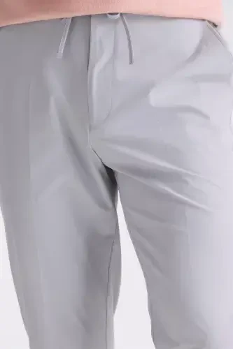 Kulrang Comfort Fit O'zgar o'lchamdagi bel bog'ichli jogger shimlar - 3