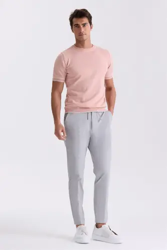 Kulrang Comfort Fit O'zgar o'lchamdagi bel bog'ichli jogger shimlar - JAKAMEN (1)