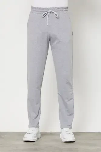 Kulrang erkak to'g'ri oyoqli qulay kesimli premium matoli sport shimlar - GRİ - 1