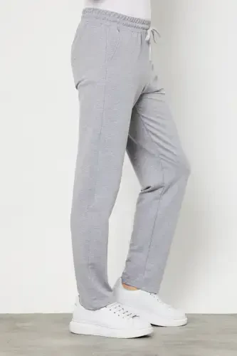 Kulrang erkak to'g'ri oyoqli qulay kesimli premium matoli sport shimlar - GRİ - 3