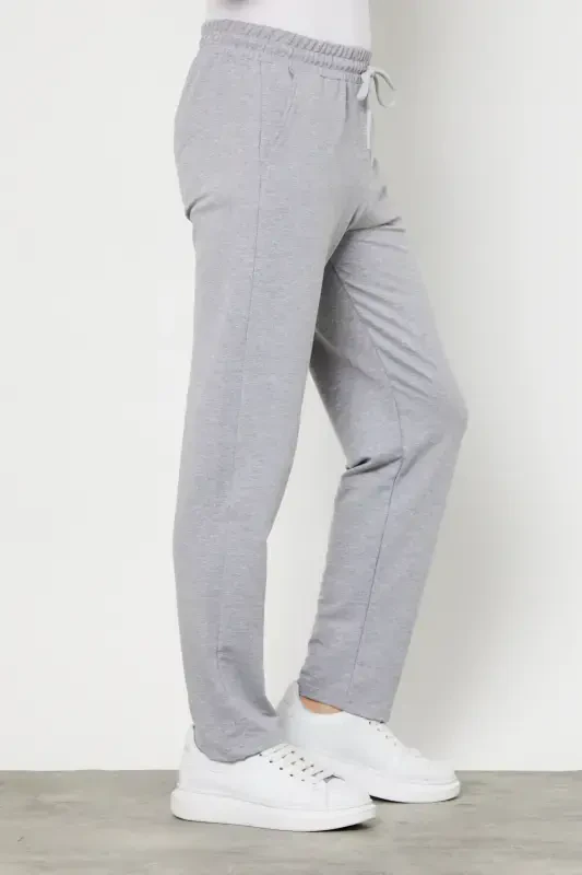 Kulrang erkak to'g'ri oyoqli qulay kesimli premium matoli sport shimlar - GRİ - 3