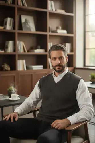 Kulrang erkaklar V yoqali trikotajdan to'qilgan tuklanmaydigan sviter, regular fasonli, o'rim naqshli - kulrang - 2