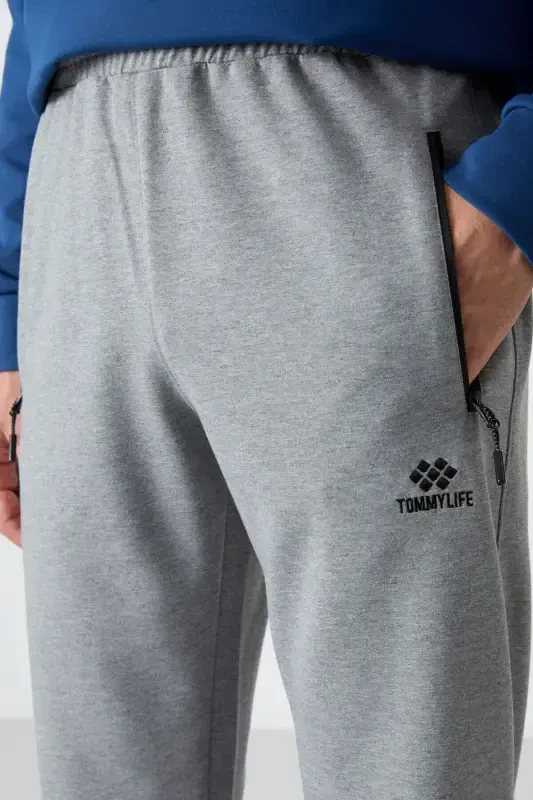 Kulrang Melanj Fermuarli Uch Cho'ntak Slim Fit Klassik Shim Erkaklar Sport Shimlari - 84671-GB MELANJ - 3