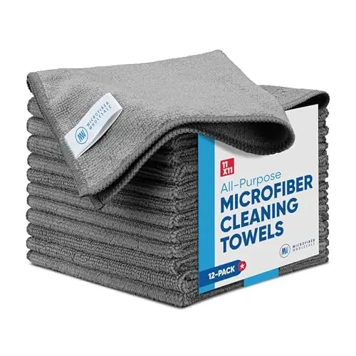 Kulrang mikrofiber tozalovchi mato - 12 dona | Yaxshiroq sifatli universal sochiqlar | Uyda tartibsizliklar uchun juda yaxshi | Toza, chang, jilo | Yumshoq, changni yutuvchi, bardoshli | Yuzlab marta yuving 