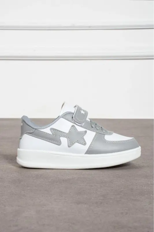 Kulrang-oq Unisex Velcro Sport Qulay va qulay maktab poyafzali-GRi - 2