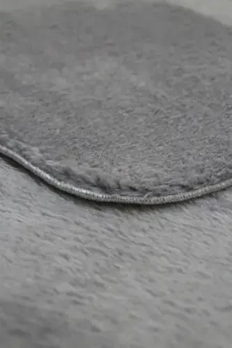 Kulrang Oval Post Gilam Yumshoq Sirpanmaydigan Dot Taglik Antibakterial-Kulrang - 4