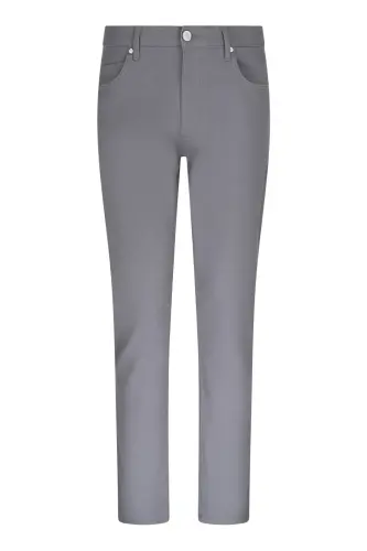 Kulrang Regular Fit 5 cho'ntakli paxta kanvas shim - Kulrang - 1
