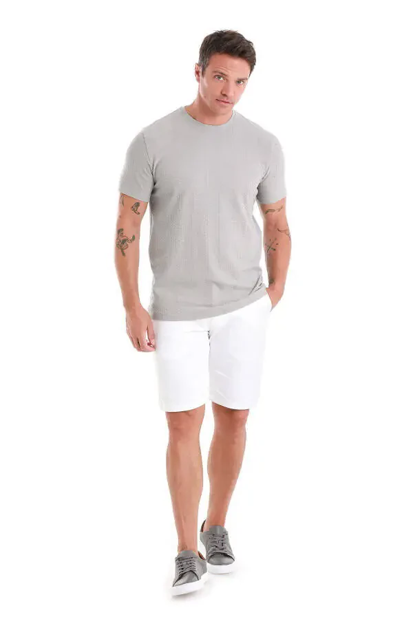 Kulrang, Regular Fit, Jakarli, Velosiped Yoqali Futbolka - 2