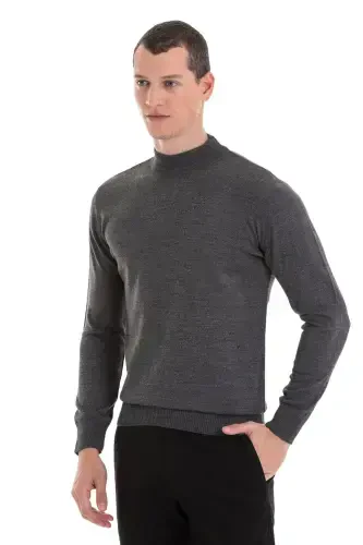 Kulrang Regular Fit tekis yarim balıkçı yoqali jun triko - 3