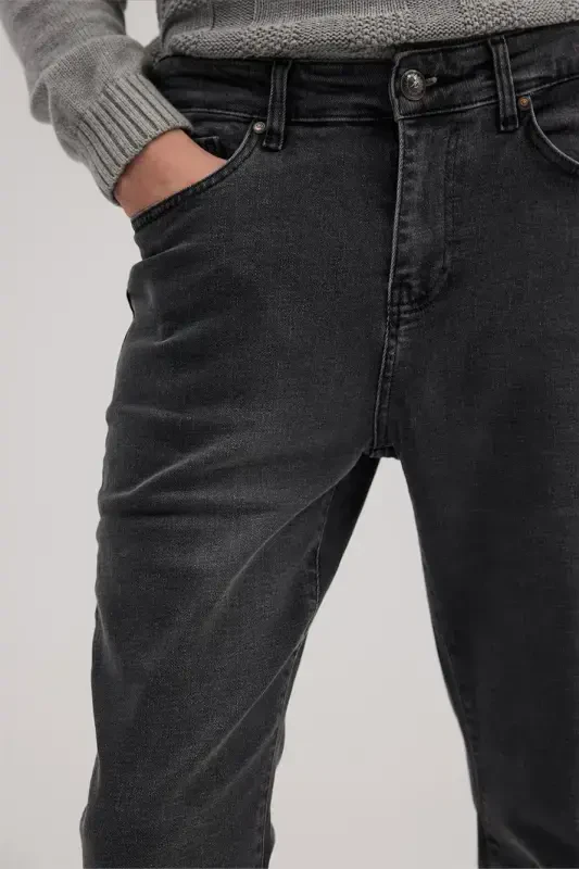 Kulrang Slim Fit 5 cho'ntakli jinsi shim - 3