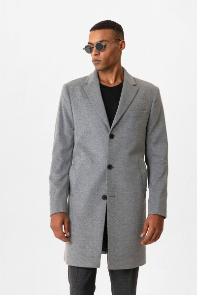 Kulrang Slim Fit Jaket Yoqasi Erkak Paltosi - ANTIOCH