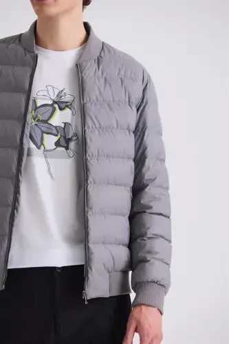 Kulrang Slim Fit Ko'ylak Yaxasi Palto - 3