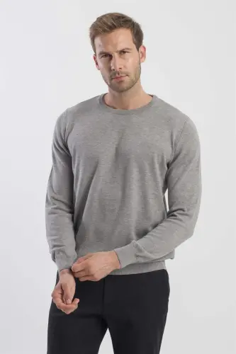 Kulrang Slim Fit Velosiped Bo'yin Triko Kozok - 3