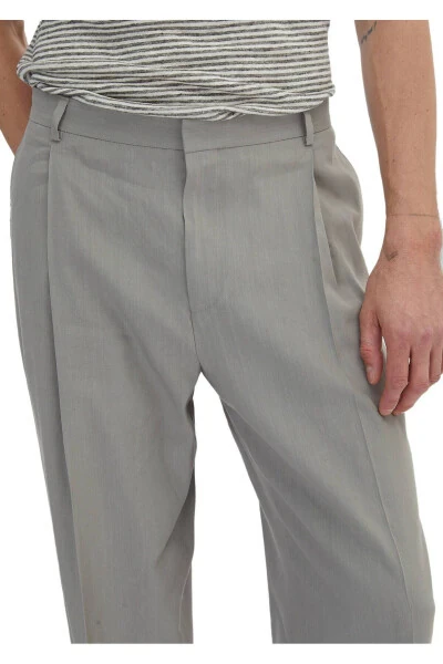 Kulrang tekis kundalik kiyim zig'ir aralash kostyum - 7