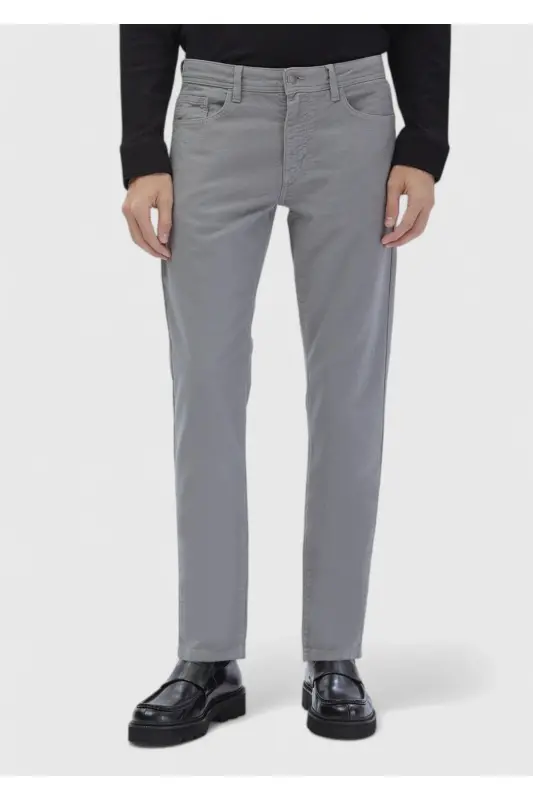 Kulrang tekis to'qima slim fit kundalik paxta aralashgan shim - 2