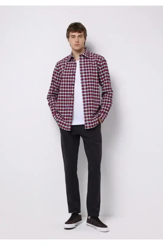 Kulrang, to'g'ri oyoqli, tugmali erkak shimi. - 1