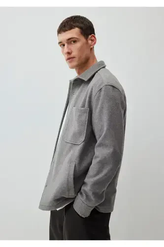 Kulrang yupqa kurtka ko'ylak keng bichimli / Keng qulay bichim - MAVI (1)