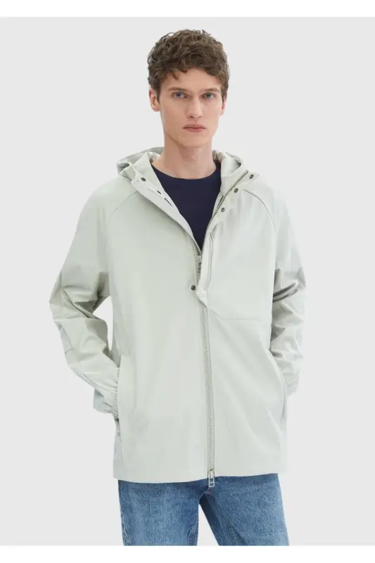 Kum Regular Fit Kapüşonlu Denim Dokuma Mont - Kum - 5