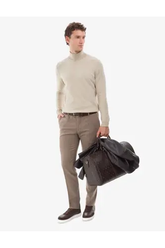 Kum Melanj Slim Fit Balıkçı Yaka Basic Triko Kazak 50314202-VR123 - Kum Melanj - 5