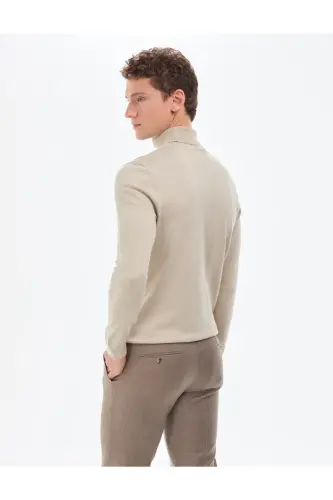 Kum Melanj Slim Fit Balıkçı Yaka Basic Triko Kazak 50314202-VR123 - Kum Melanj - 6