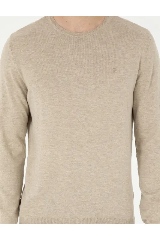 Kum Melanj Slim Fit Bisiklet Yaka Basic Triko Kazak 50296621-VR123 - Kum Melanj - 6