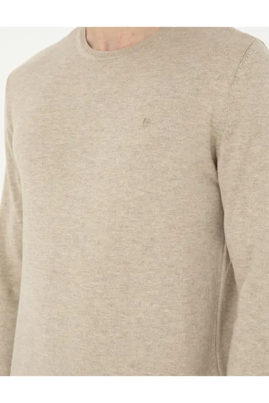 Kum Melanj Slim Fit Bisiklet Yaka Basic Triko Kazak 50296621-VR123 - Kum Melanj - 7