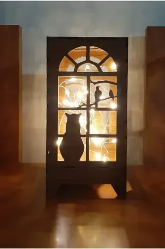 Kumandalı Funktsiyali Ledli Yog'och Lazerli Kesilgan Stol Va Tungi Chiroq Led Batareyali Batareyalar Ichiga Olingan-Kun Nur - 3