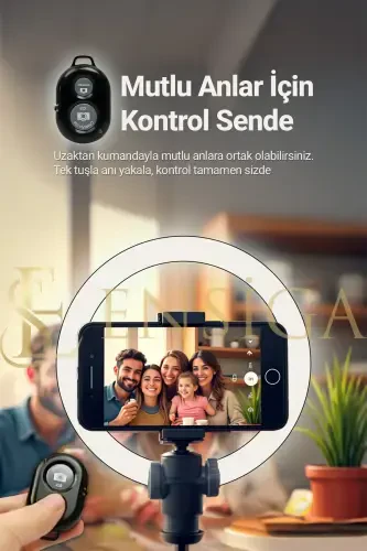 Kumandalı Youtuber Tiktok Çekim Işıklı Telefon Tutucu Makyaj Işığı Ring Light 10 Inç + 2.1 M Tripod-KUMANDALI 10 SİYAH - EN SİGA (1)