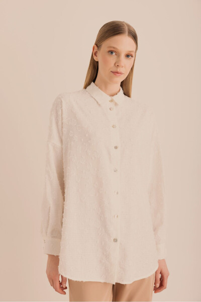 Kumaşı Püskül Detaylı Tunik-Ekru 