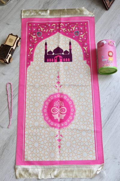 Kumbaralı Silindir Kutu Çocuk Seccadesi Pembe S1038 - Pembe - 3
