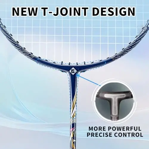 KUMPOO Badminton Racket 2 ta raketli to'plam, uglerodli mil, 3 ta shuttlecock, 2 ta o'rash va 1 ta raketka sumkasi | 2 o'yinchi uchun badminton raketkalari va to'plari, hovli o'yinlari, yangi boshlanuvchilar va kattalar uchun to'liq to'plam - 5