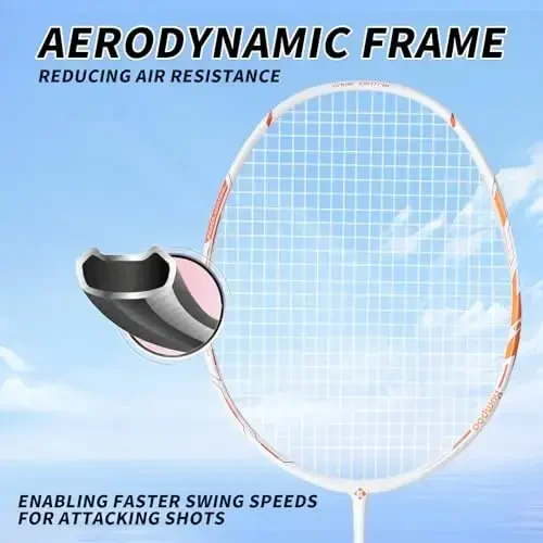 KUMPOO Badminton Racket Carbon Fiber, Badminton Racquet Set with Cover, Badminton Professional Racket Durable for Beginners Outdoor Games Gym - 2