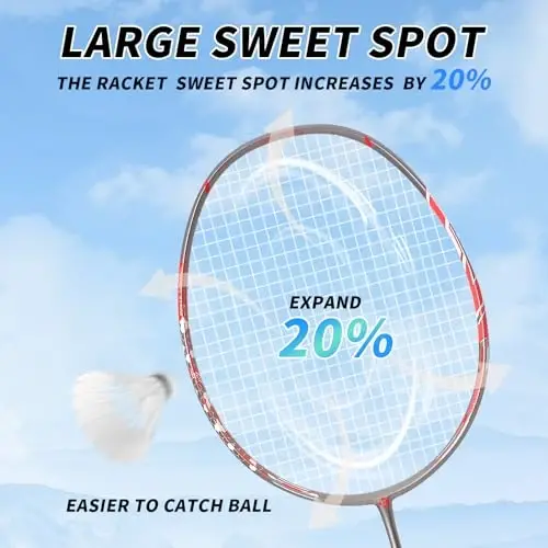 KUMPOO Badminton Racket Carbon Fiber, Badminton Racquet Set with Cover, Badminton Professional Racket Durable for Beginners Outdoor Games Gym - 4