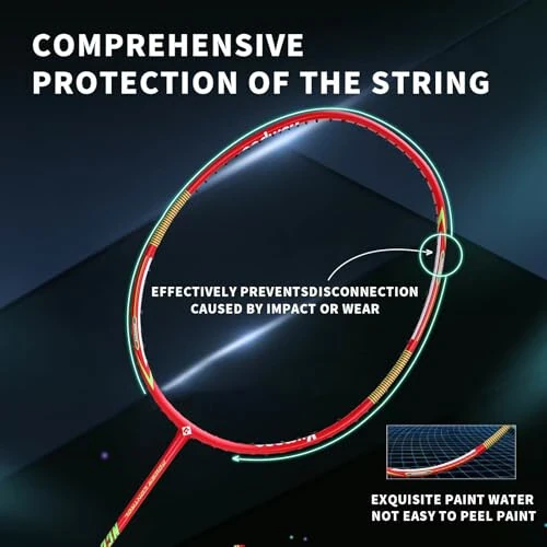 KUMPOO Professional Badminton Racket, Lightweight Badminton Racket, High Tension String Full Carbon Fiber Shaft Badminton Racket with Racket Cover Bag - 3