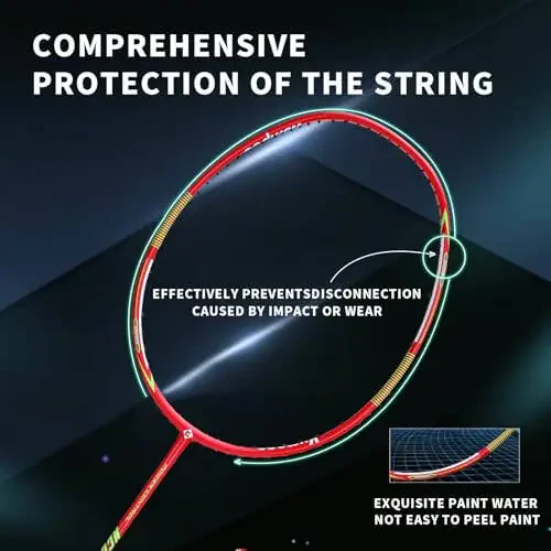 KUMPOO Professional Badminton Racket, Lightweight Badminton Racket, High Tension String Full Carbon Fiber Shaft Badminton Racket with Racket Cover Bag - 3