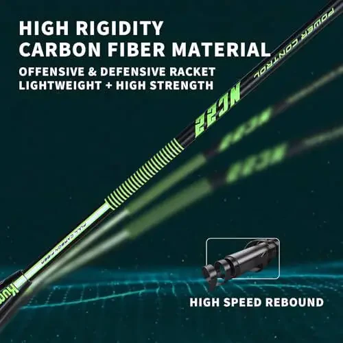 KUMPOO Professional Badminton Racket, Lightweight Badminton Racket, High Tension String Full Carbon Fiber Shaft Badminton Racket with Racket Cover Bag - 4