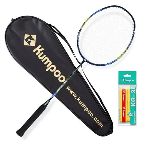 KUMPOO Professional Badminton Racket, Lightweight Badminton Racket, High Tension String Full Carbon Fiber Shaft Badminton Racket with Racket Cover Bag - 2