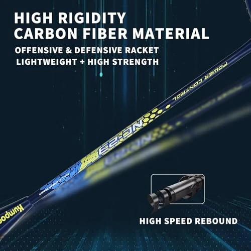 KUMPOO Professional Badminton Racket, Lightweight Badminton Racket, High Tension String Full Carbon Fiber Shaft Badminton Racket with Racket Cover Bag - 4