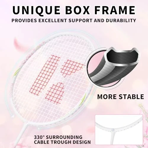 KUMPOO Professional Badminton Racket, Lightweight Badminton Racket, High Tension String Full Carbon Fiber Shaft Badminton Racket with Racket Cover Bag - 1