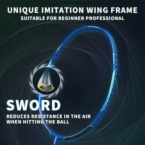 KUMPOO Professional Badminton Racket, Lightweight Badminton Racket, High Tension String Full Carbon Fiber Shaft Badminton Racket with Racket Cover Bag - 2