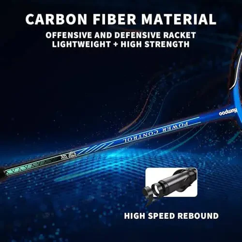 KUMPOO Professional Badminton Racket, Lightweight Badminton Racket, High Tension String Full Carbon Fiber Shaft Badminton Racket with Racket Cover Bag - 3