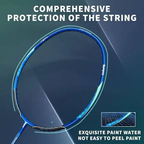 KUMPOO Professional Badminton Racket, Lightweight Badminton Racket, High Tension String Full Carbon Fiber Shaft Badminton Racket with Racket Cover Bag - 4