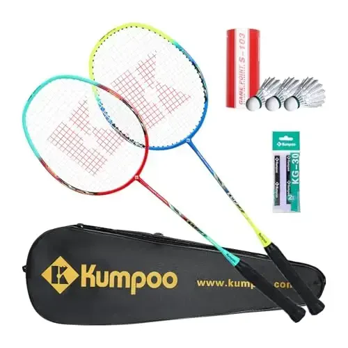 KUMPOO Professional Badminton Raketkasi, Yengil Badminton Raketkasi, Yuqori Kuchlanishli Simli To'liq Karbon Tolali Shaftiga ega Badminton Raketkasi, Raketka Qopqog'i Xaltasi bilan - 2
