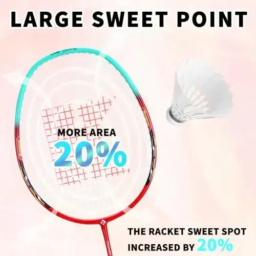 KUMPOO Professional Badminton Raketkasi, Yengil Badminton Raketkasi, Yuqori Kuchlanishli Simli To'liq Karbon Tolali Shaftiga ega Badminton Raketkasi, Raketka Qopqog'i Xaltasi bilan - 6